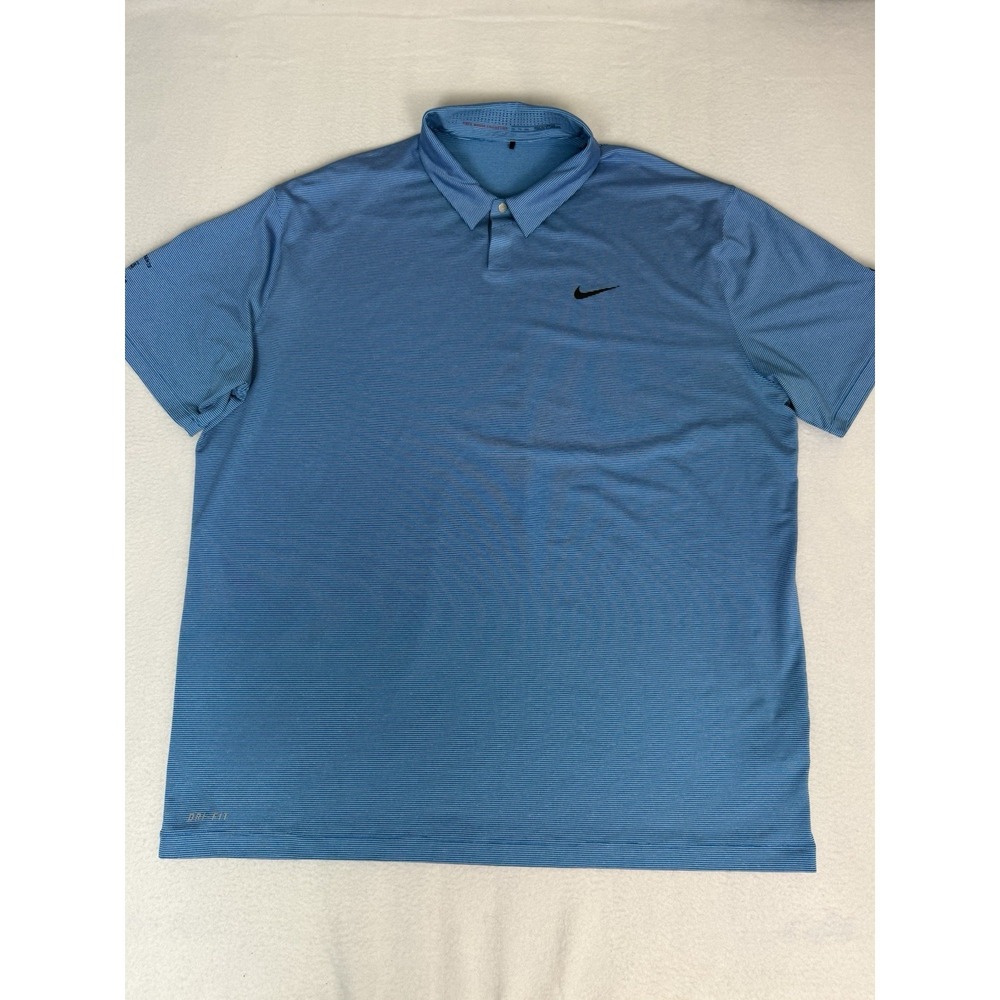 Nike Tiger Woods Collection Golf Polo Shirt Men's XXL Blue Striped St. Alban